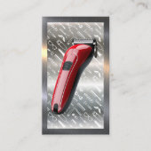 rode tondeuse | kapper patroon | metalen rand visitekaartje (Voorkant)