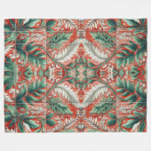 Rode Tone Tegel stijl gebladerte ontwerp Fleece Deken (Voorkant (Horizontaal))