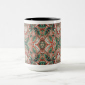 Rode Tone Tegel stijl gebladerte ontwerp Mok (Midden)