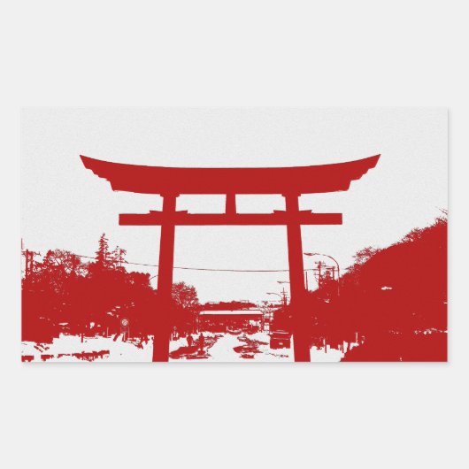 Rode Torii Gate Silhouet Sticker (Voorkant)