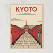 Rode Torii-poorten in Retro Kyoto Briefkaart