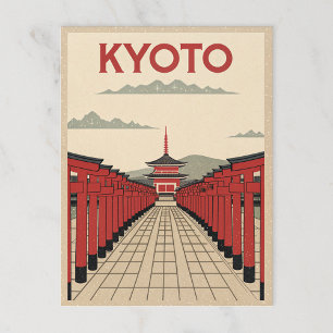 Rode Torii-poorten in Retro Kyoto Briefkaart