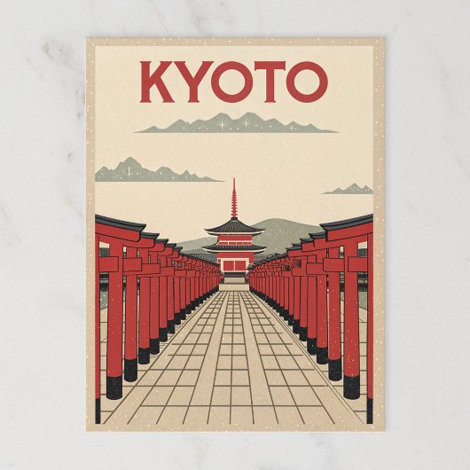 Rode Torii-poorten in Retro Kyoto Briefkaart