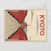 Rode Torii-poorten in Retro Kyoto Briefkaart (Voorkant)