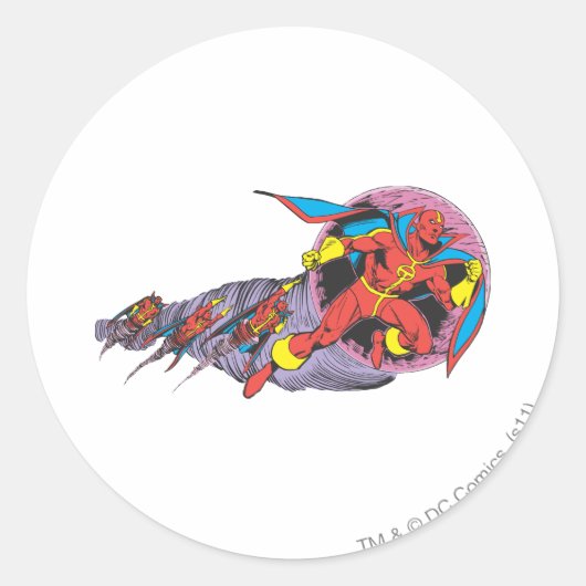 Rode tornado in windbeweging ronde sticker (Voorkant)