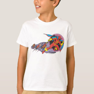 Rode tornado in windbeweging t-shirt