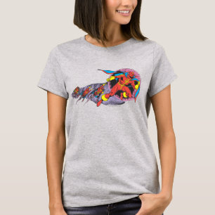 Rode tornado in windbeweging t-shirt