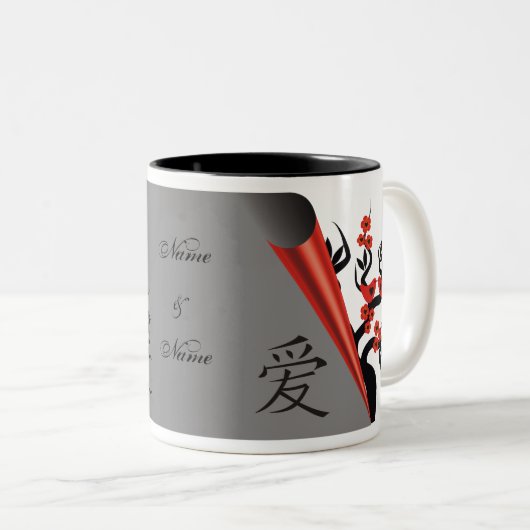 Rode Tortelduifjes op Sakura Tree Mokken (Voorkant rechts)