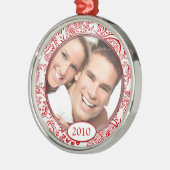 Rode Tortelduifjes Uw kerstfoto Metalen Ornament (Links)