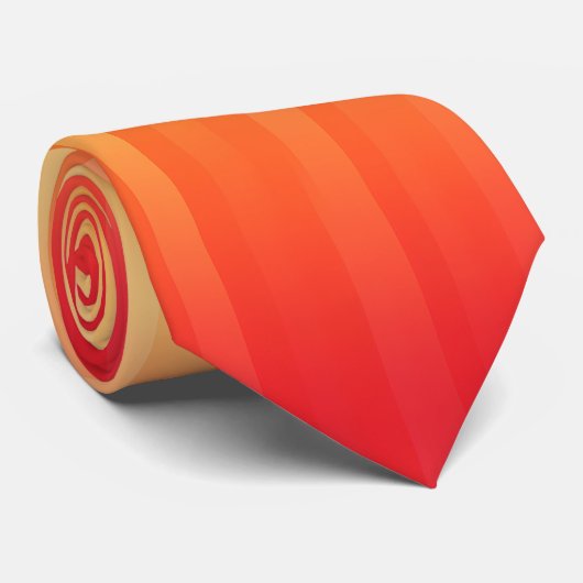 Rode tot gele strepen zomerombre stropdas (Opgerold)