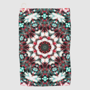 Rode tot grijze cyaan mandala die acrylstukken sim golfhanddoek