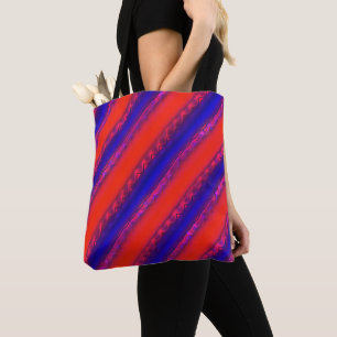 Rode tot koninklijke blauwe brede strepen in lacy- tote bag