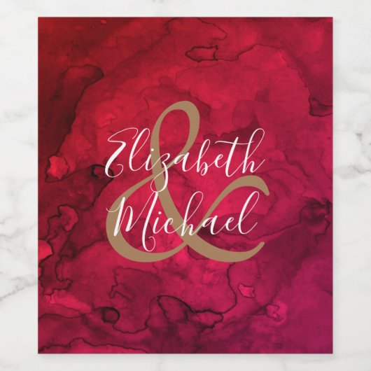 Rode tot zwarte Waterverf Wijnfleslabels Wijn Etiket (Enkel label)