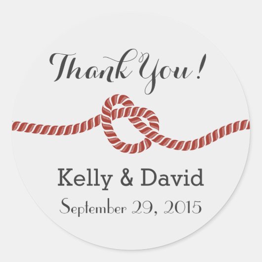  rode touwknoop Elegante bruiloft Ronde Sticker (Voorkant)