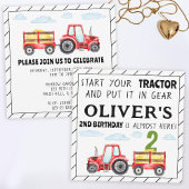 Rode tractor 2e verjaardag jongen feestuitnodiging kaart