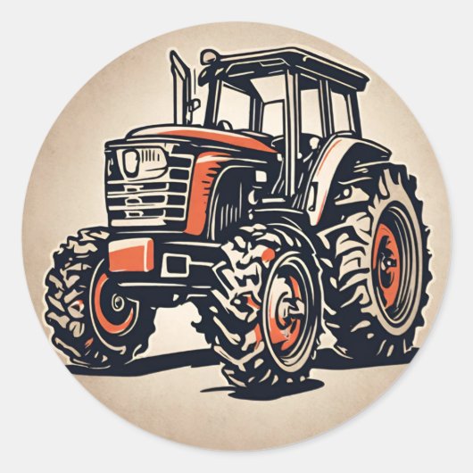 Rode Tractor Boerderij apparatuur Verjaardag Ronde Sticker (Voorkant)