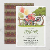 Rode Tractor Boerderij Boy Baby shower Kaart (Voorkant / Achterkant)