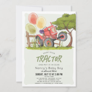 Rode Tractor Boerderij Boy Baby shower Kaart