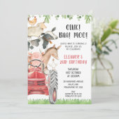 Rode Tractor Boerderij Dieren 2e Verjaardag Kaart (Staand voorkant)