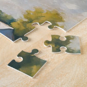 Rode Tractor Boerderij Retro Platteland Rustiek Legpuzzel (Zijkant)