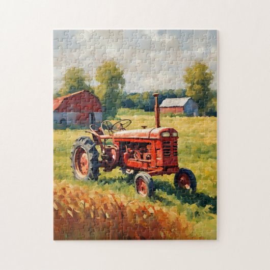  Rode Tractor Boerderij Retro Platteland Rustiek Legpuzzel (Verticaal)