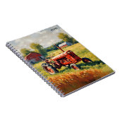 Rode Tractor Boerderij Retro Rustiek Monogrammed Notitieboek (Rechterzijde)