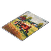 Rode Tractor Boerderij Retro Rustiek Monogrammed Notitieboek (Linkerzijde)