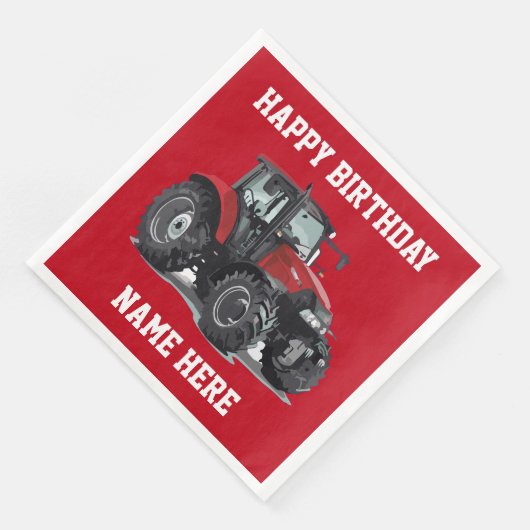 Rode Tractor Boerderij Verjaardag servetten (Hoek)