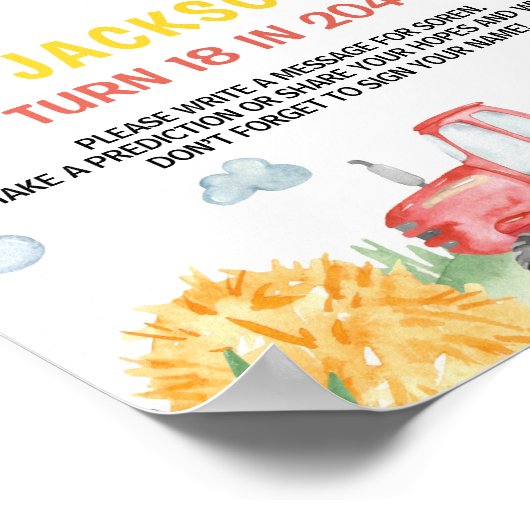 Rode Tractor Boerderij Verjaardag Tijd Capsule Tek Poster (Hoek)