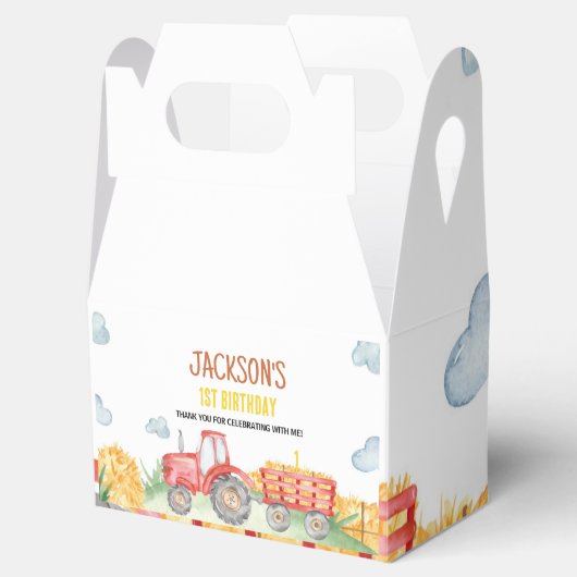 Rode tractor Boerderij Verjaardagsfeestgunst Box Bedankdoosjes (Geopend)