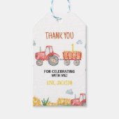 Rode Tractor Boerderij Verjaardagsfeestje Dank u L Cadeaulabel (Voorkant)