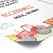 Rode Tractor Boerderij Verjaardagsfeestje Mijlpaal Poster (Hoek)