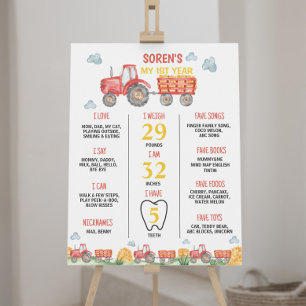 Rode Tractor Boerderij Verjaardagsfeestje Mijlpaal Poster