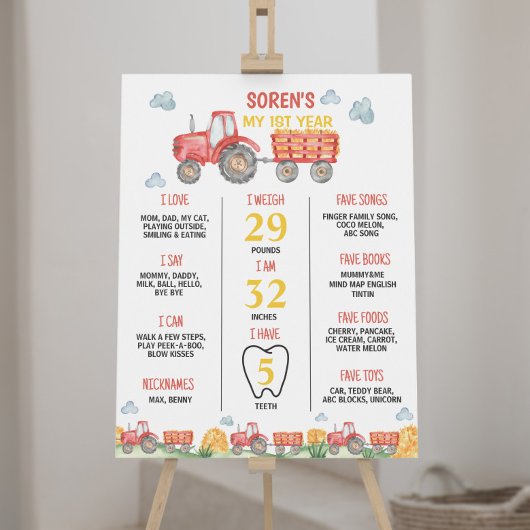 Rode Tractor Boerderij Verjaardagsfeestje Mijlpaal Poster