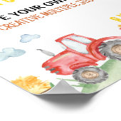 Rode Tractor Boerderij Verjaardagsfeesttafelteken Poster (Hoek)