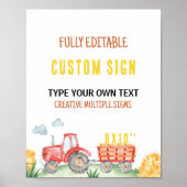 Rode Tractor Boerderij Verjaardagsfeesttafelteken Poster (Voorkant)