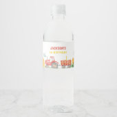 Rode Tractor Boerderij Verjaardagswaterflesetiket Waterfles Etiket (Voorkant)