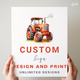 Rode Tractor Custom Gepersonaliseerd Verjaardagste Poster