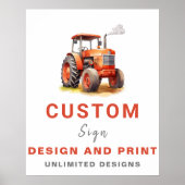 Rode Tractor Custom Gepersonaliseerd Verjaardagste Poster (Voorkant)