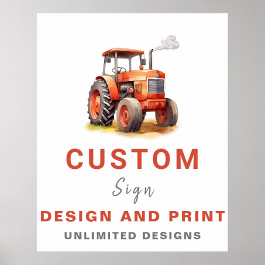 Rode Tractor Custom Gepersonaliseerd Verjaardagste Poster (Voorkant)