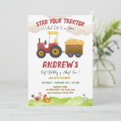 Rode tractor elke leeftijd, Boerderij Boy verjaard Kaart (Staand voorkant)