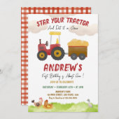 Rode tractor elke leeftijd, Boerderij Boy verjaard Kaart (Voorkant / Achterkant)