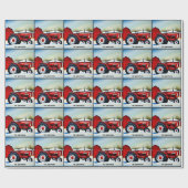 Rode Tractor en Red Barn Cadeaupapier (Vlak)