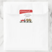 Rode Tractor Feestelijke Enveloppe Sluitzegel Vierkante Sticker (Tas)