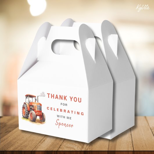Rode Tractor Gable Box Sjabloon Boy Verjaardag Bedankdoosjes