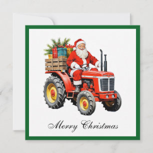  rode tractor Grappig Kerst Niet-Foto Feestdagenkaart