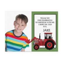 Rode Tractor Groene Verjaardagsfoto Bedankt