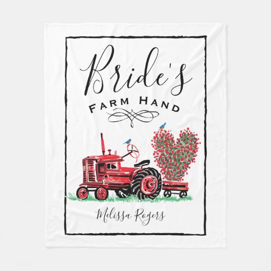  Rode Tractor Hart Bruid Boerderij Hand Fleece Deken (Voorkant)