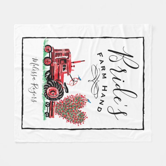  Rode Tractor Hart Bruid Boerderij Hand Fleece Deken (Voorkant (Horizontaal))