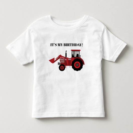 Rode Tractor Het is mijn verjaardag Persoonlijk Kinder Shirts (Voorkant)